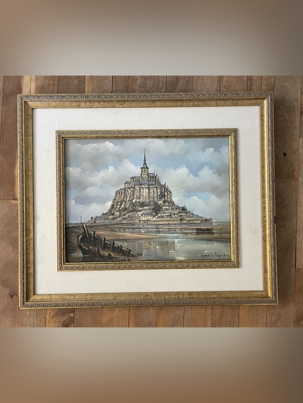 Vintage Mount St Michael Oil Paint  by Maurice Legendre French Impressionist
